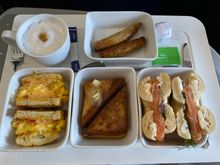 Biscuit sandwich, French toast, smoked salmon bagel