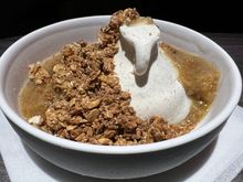 VANILLA GELATO - caramelized bananas, almond-honey crumble