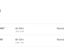 Booked in First (AA leg in F, BA leg in A)
