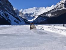 Maintaining the ice skating surface on Lake Louise
