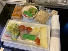 Club Europe band 3 afternoon grazing platter (vegetarian), smoked salmon and couscous, banana bread