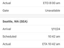 Flight status screenshot