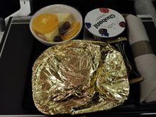 Breakfast tray. Not sure why butter and jam was on the tray but no bread served.