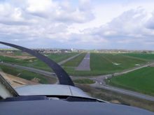 Approaching the narrow runway at Aachen Merzbrück 