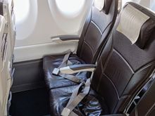 A clear look at the Economy class seating on the SWISS Airbus A220