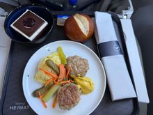 Potato salad and meatballs