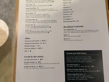 Regular breakfast menu