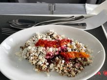 Quinoa and beets and sundries tomato. And feta, maybe?