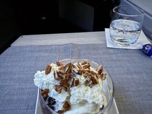 The Flagship sundae with hot fudge, whipped cream, and pecans is my permanent AA business class dessert order.