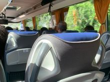 The bus was quieter this time but still busy enough