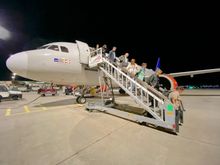 In Scandinavia, there is a jetway at the front, and extra stairs at the back. In Amsterdam, you get a rickety set of stairs, and only in the front.