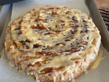 Brunch dessert - Giant Jam Bun with orange glaze. Pretty tasty if I do say so myself. 