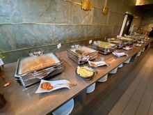 And carrying on with a bunch of hot mains. There was a veal cheek stew, pork schnitzel, some chicken, cod, couple types of potato, trust broccoli…