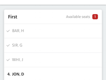 Says 1 seat available and I'm next on the list and watched a lady I befriended in spot 3 get moved up 20 minutes ago but apparently it's wrong for my availability. We're taxiing now. Feel free to merge this with what's the least substantive thing one can complain about but don't get me set up and excited with bad math 😜