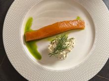 Smoked salmon - nicer than usual as a thick piece of fillet. Celeriac overly mayonnaisey as always with the ccr. 