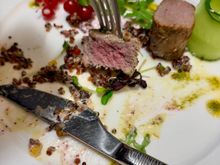 Cooked medium rare and very juicy and tender