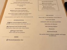 Wing F September menu