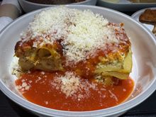 Lasagna - late summer tomato sauce, ricotta, parmigiana.  Was missing using the Calabrian chili oil with this.  Not quite enough sauce and part of the lasagna was a little dry.


