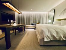 Victoria Harbor view King room. Definitely on the tighter/small size