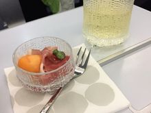 Amuse bouche of Parma ham and melon
