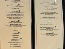 Arrivals lounge menu