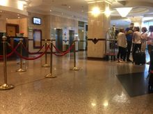 Waiting at the reception for airport transfer