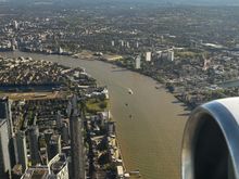 Looking towards Millwall with Millwall Inner Dock just above the tall buildings