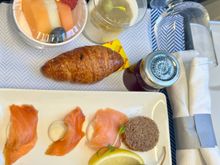 Smoked salmon with what appeared to be pate