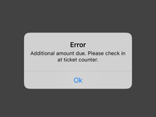 Error message during online check-in. 