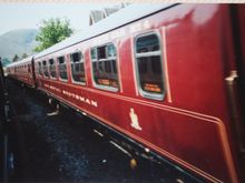Passing a luxury tourist train in the Highlands