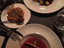 -Pecorino crusted sea bass filet with zucchini cream on beetroot nage
-Mix smoked herbs flavoured lamb carré and vegetables panaché
-Ratatouille