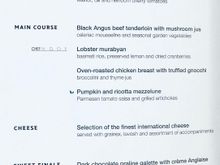 Menu (light bites not shown, apologies)