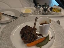 14 hour flight Hong Kong to London – this is the F main course, with accompanying veg.