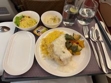 Looks ok but was one of the worst meals I’ve had in AI. Could be MAA catering or my stupidity in choosing the non Indian option. 