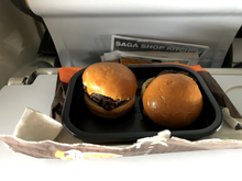 Hamburgers available for purchase on board, $17. Actual meat though.