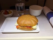 About 1.5 hours before landing, we were served the Turkey ham and Camembert cheese sandwich. 