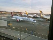 Look how close that A-350 is to the window!