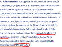 No gate GUC standby/waitlist at AMS or CDG