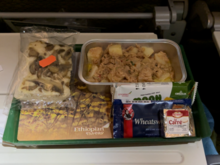 Economy class, Addis Ababa to Stockholm after take off (tuna salad, cake, etc.)