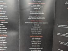 Menu, I think it was different from the online menu but I had zero complaints with the composition. I think I have a photo of the wine list but I think that one is pretty similar across most long hauls so I won't bother uploading.
