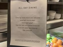 August menu in the QF J Lounge