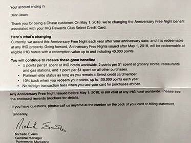 Chase Ihg Credit Card Annual Free Night Certificate Devaluation