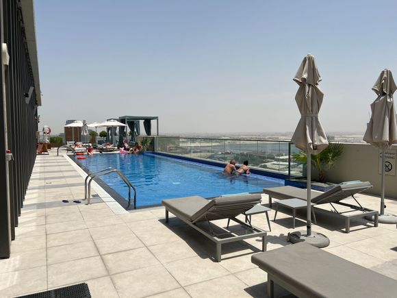 A nice rooftop pool