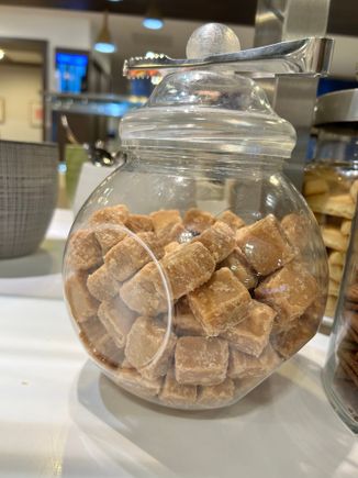 The most exciting part of the BA Edinburgh lounge….the jar of tablet!