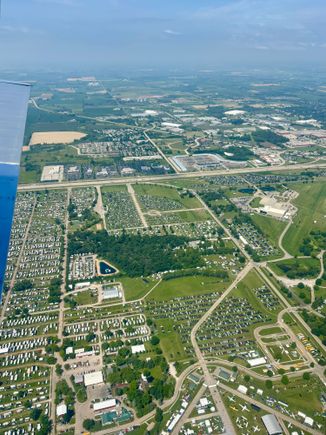 Parking lots and part of the campsite, Camp Scholler. The museum is in the top right area, before the highway and also the airstrip from where the Bell 47 helicopters operate.