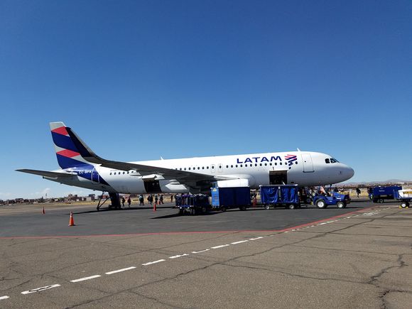Our flight came in first, then the Latam showed up. We were a bit aghast as we watched an entire batallion of police in riot gear boarded this plane. But we never learned why! Lima was quite peaceful when we got there