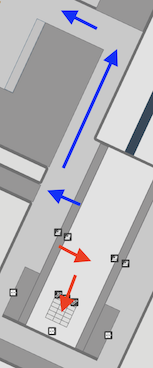Schengen pax leaves train according to the red line. They go down one level.