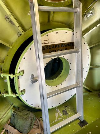 Ladder up to the tunnel in the rear section with an access door into the rear bomb bay 