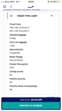 This confused me when looking at a LIGHT fare. I guess the number of ‘Nos’ (excluding luggage) don’t apply to a OWE member ...? 🤔