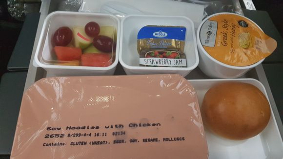 Meat tray - note the label saying this contains molluscs. 